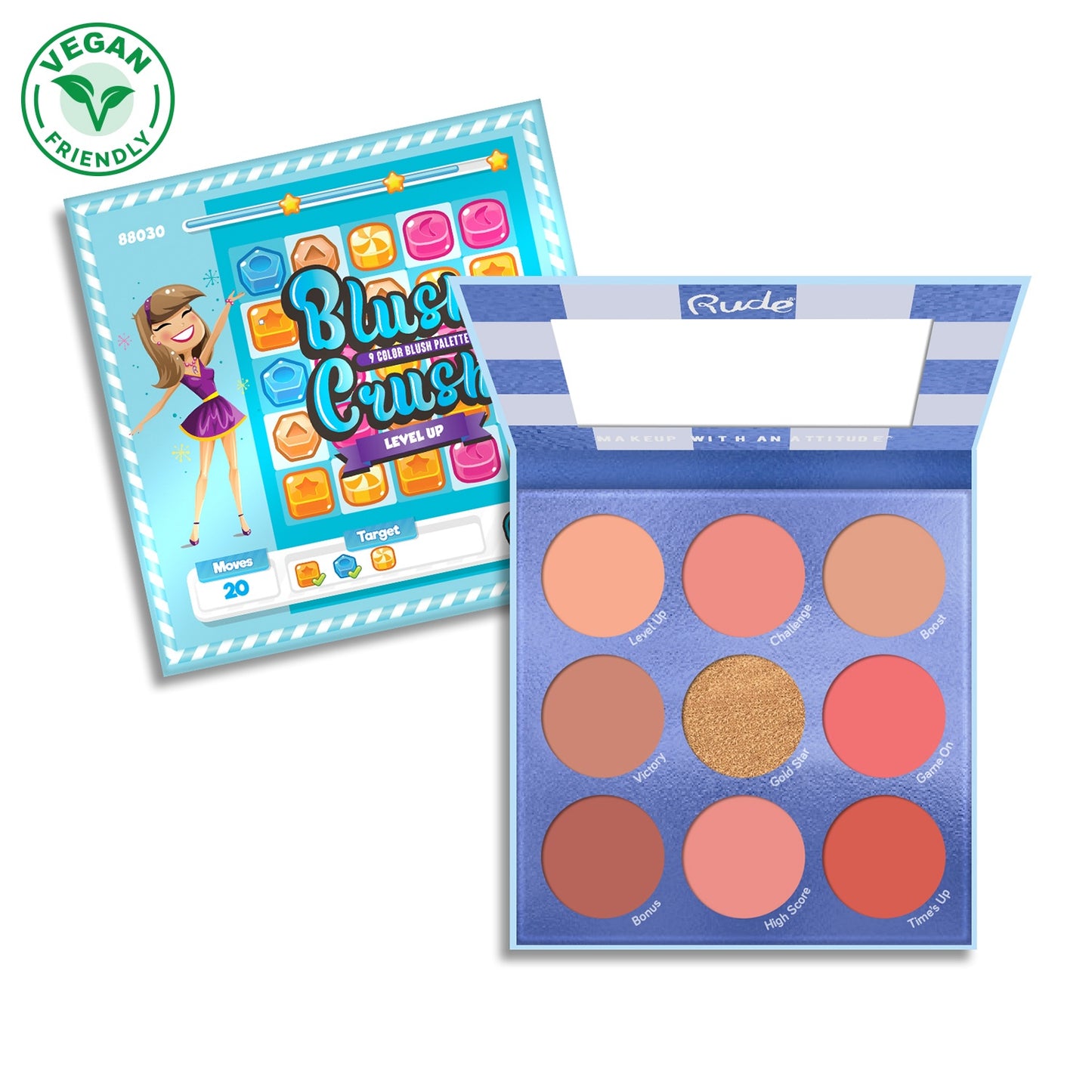 Rude Blush Crush - 9 Color Blush Palette Level Up