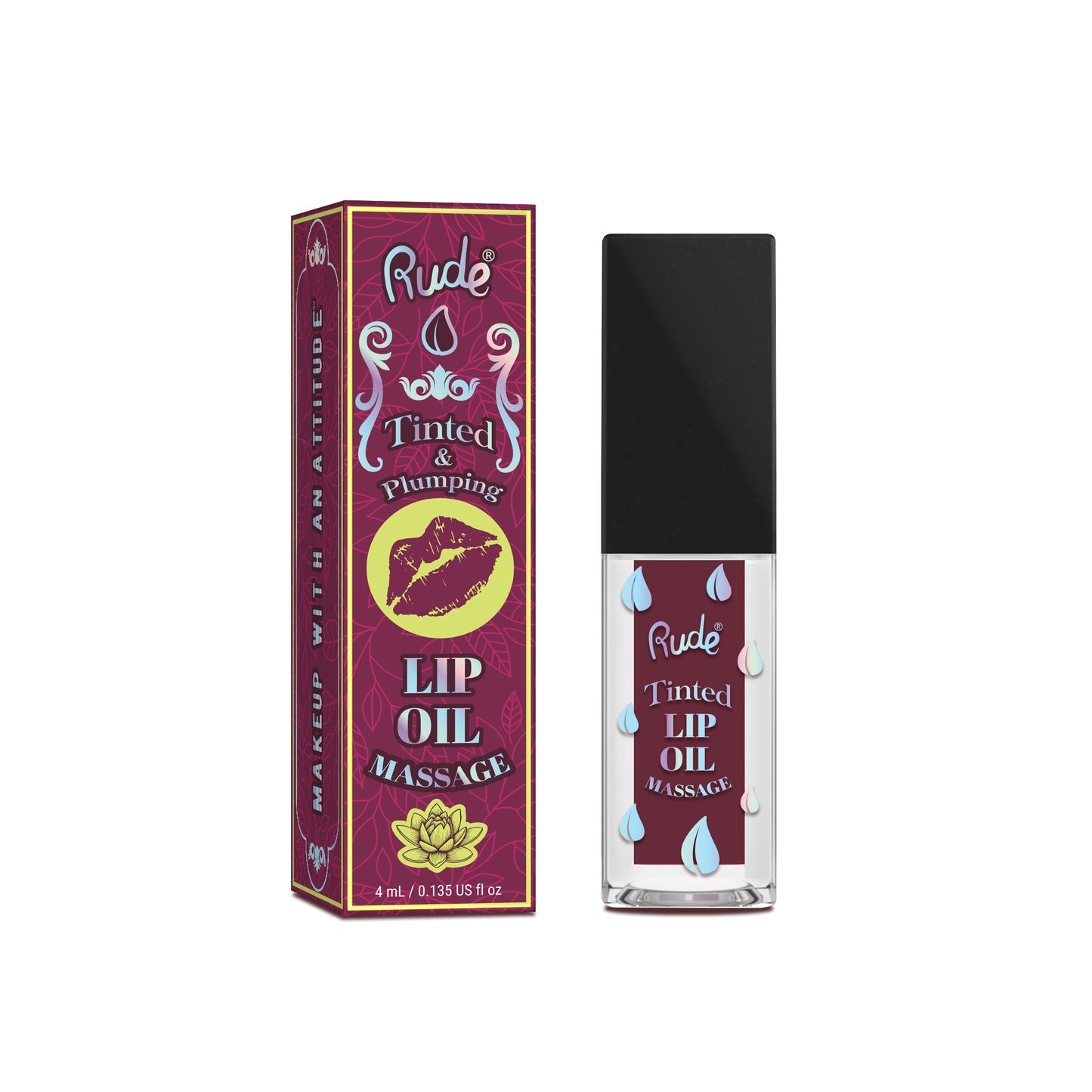 Rude Lip Oil Massage Tinted & Plumping Lip Oil